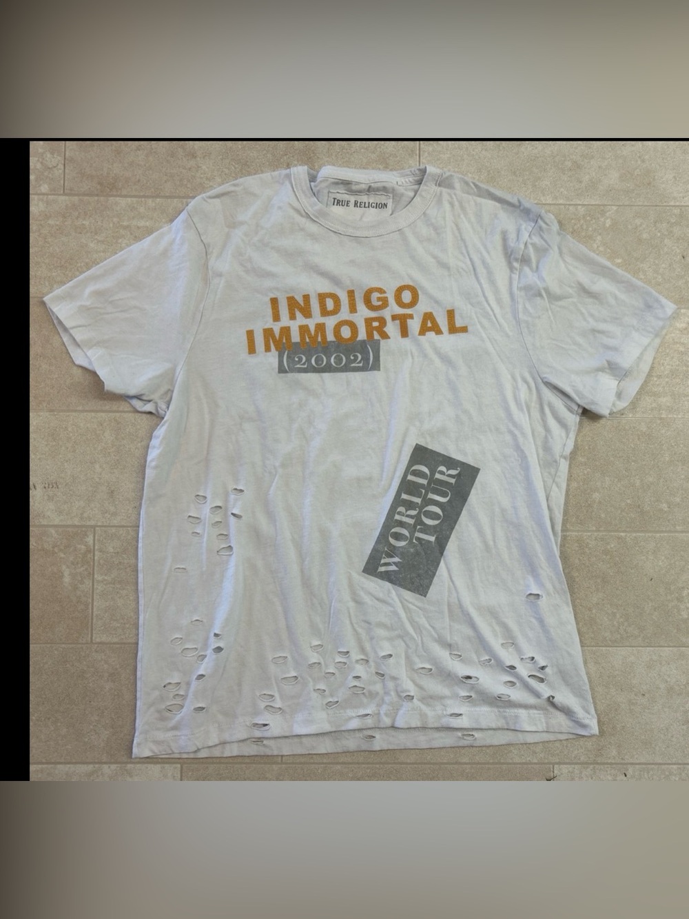 True Religion Classic Logo T-Shirt, Size XL Indigo Immortal 2002 world tour